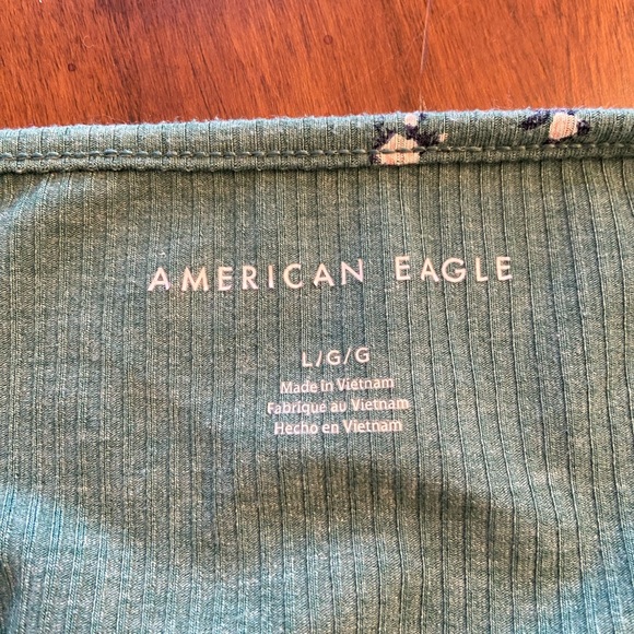 American Eagle Ribbed Green Floral Crop Tank Top size Large - Picture 7 of 10